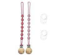 2 cadenas para chupete de silicona, juego de cadenas para chupete con 2 clips adaptadores, portachupete sin BPA, cadenas para chupete con adaptador (rosa y rojo)