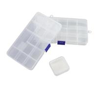 2 cajas clasificadoras rectangulares de plástico con 1 caja pequeña cuadrada, caja transparente para organizar joyas, pendientes, piezas pequeñas (transparente)