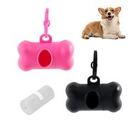 2 cajas con forma de hueso, bolsas de basura para perros, bolsas de basura para perros impermeables gruesas con dispensador, cápsulas para bolsas de basura (rosa rosa, negro)