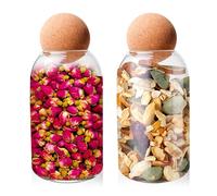 2 cajas de almacenamiento de vidrio, con tapón de corcho, frascos de vidrio, tarros de almacenamiento, cocina, 800 ml, para alimentos de azúcar y café, para pasta, arroz, harina, avena, nueces, té