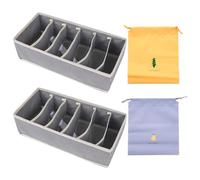 2 cajas de almacenamiento grises y 2 bolsillos de almacenamiento, cajas de almacenamiento para cajones, bolsillos de almacenamiento con cordón para ropa interior, calcetines, corbatas, cinturones y A