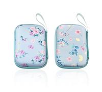2 cajas de auriculares con diseño de flores, mini caja para auriculares, caja rígida para auriculares, caja de almacenamiento para cable de datos, caja de almacenamiento multifuncional pequeña