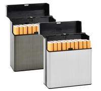 2 Cajas de Cigarrillos de Metal, Caja de Cigarrillo con Magnétic, Pitilleras para Hombre, Mujer Caja Cigarrillo para 40 Cigarrillos