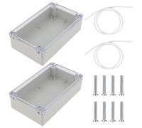 2 cajas de derivación ABS, carcasa electrónica IP65, resistente al agua, carcasa vacía de plástico con tapa transparente, caja de conexiones y caja de derivación para interior y exterior, 200 x 120 x