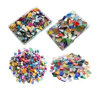 2 cajas de fragmentos de color irregular, piedras de mezcla de vidrio de colores, mosaicos de vidrio, fragmentos decorativos, mosaicos de forma especial, fragmentos de concha