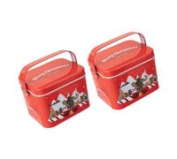 2 cajas de hojalata para caramelos, latas de dulces de Navidad con asa, contenedor de almacenamiento decorativo para niños, caja de dulces para vacaciones