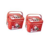 2 cajas de hojalata para caramelos, latas de dulces de Navidad con asa, contenedor de almacenamiento decorativo para niños, caja de dulces para vacaciones