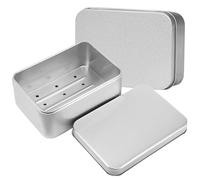 2 cajas de jabón de viaje, estancas, de metal, jabonera con tapa, caja de jabón, almacenamiento de champú sólido, lata de metal, aluminio, 9,6 x 6,8 x 3 cm