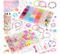 2 Cajas Kit Abalorios para Hacer Pulseras, Cuentas DIY Regalo desde 5 Años