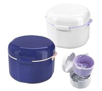 2 Cajas para Dientes Postizos con Cesta de Limpieza (Azul y Blanco) - Baños para Dentadura, Kit Limpieza Dental, Don Limpio, Caja Dentadura