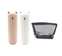 2 cajas portátiles para cepillos de dientes, estuche para cepillos de dientes, estuche cepillo dientes, con 1 bolsa de malla para cepillos de dientes de viaje, para casa, viajes (blanco, rosa)