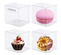 2 cajas transparentes de 2 x 2 x 2, 100 recipientes de regalo transparentes para chocolate, nueces y aperitivos
