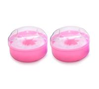 2 cajas vacías de plástico rosa con soplo de polvo y cubierta transparente para el cuidado de la piel del bebé, soporte de almacenamiento de polvo de talco, estuche de maquillaje, contenedor