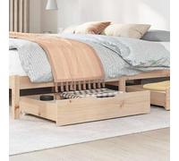 2 cajones de cama con ruedas de madera maciza de pino 80 x 55 x 17 cm - Práctico alojamiento para salón, dormitorio o armario - Acabado de madera estable y duradero