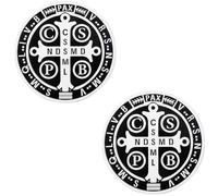 2 calcomanías católicas de San Benédico para coche, emblema cristiano, religioso, versículo bíblico, fe, impermeable, símbolo de coche para coche, camión, motocicleta, casco