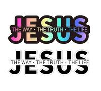 2 calcomanías cristianas de vinilo con texto en inglés "Jesus is The Way Truth and Life", cruz de Jesús, calcomanía impermeable de fe religiosa, regalo espiritual de creyentes devotos