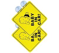 2 calcomanías de alerta para vehículo de bebé, diseño reflectante brillante, advertencia de coche, mejora la seguridad para viajes largos, reflectante para coche infantil