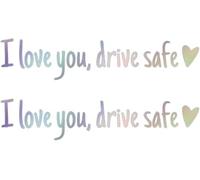 2 calcomanías de espejo retrovisor con texto en inglés "I Love You Driving Safe", calcomanías divertidas de vinilo para espejo retrovisor con corazón, calcomanías SafeDrive, lindas calcomanías para el