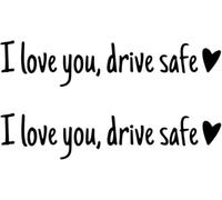 2 calcomanías de espejo retrovisor con texto en inglés "I Love You Driving Safe", calcomanías divertidas de vinilo para espejo retrovisor con corazón, calcomanías SafeDrive, lindas calcomanías para el