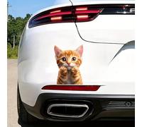 2 calcomanías de vinilo para coche, diseño de gatito atigrado naranja, adorable gato con patas arriba, 5 pulgadas, para parachoques o ventana, impermeable, troquelado para coches, ventanas, portátiles
