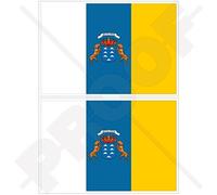 2 calcomanías de vinilo para parachoques de 100 mm con bandera del Estado Canarias, España, Islas Canarias