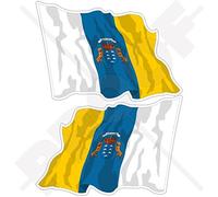 2 calcomanías de vinilo para parachoques de bandera voladora del Estado de Canarias, Islas Canarias, 120 mm