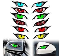 2 calcomanías para automóvil, calcomanías de ojo de personalidad, divertidas calcomanías de ojos de gato, calcomanías de motocicleta, calcomanías impermeables para espejo lateral de automóvil