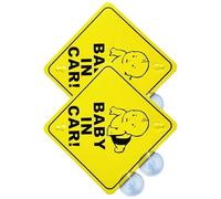 2 calcomanías reflectantes extraíbles para vehículo infantil, diseño impermeable, señal de advertencia para coche, para noche, familia, viajes, niños, coche, con ventosa