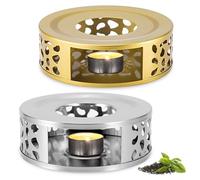 2 calentadores para tetera de acero inoxidable, calentador de té, calentador de té de acero inoxidable, calentador de café con portavelas, para calentar té, leche, café, bebidas calientes