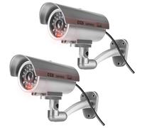 2 cámaras falsas, cámara de vigilancia falsa con luz LED intermitente para exteriores e interiores