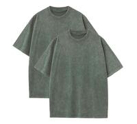 2 camisetas de algodón para hombre, de gran tamaño, unisex, manga corta, casual, holgada, lisa, básica, 2 unidades del ejército, XXL