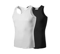 2 camisetas sin mangas fáciles de llevar para hombre, camiseta de gimnasio para hombre, chaleco de algodón de 1 a 1 hilo, chaleco elástico para interiores y exteriores, deportes, vida diaria, I, L