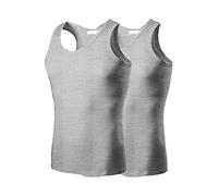 2 camisetas sin mangas fáciles de llevar para hombre, camiseta de gimnasio para hombre, chaleco de algodón de 1 a 1 hilo, chaleco elástico para interiores y exteriores, deportes, vida diaria, L, XXL
