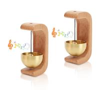 2 campanas magnéticas para puerta, campana de puerta de madera magnética, bolsa de aspiración, campana de entrada, recordatorio para habitación, frigorífico, porche, jardín (color original)