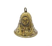 2 campanillas de viento antiguas de Feng Shui, campanas de aleación de zinc de bronce con patrones de sol y luna y estrellas para buena suerte armonía, decoración de jardín al aire libre