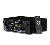 2 Canales Amplificador, 1000W Audio Estéreo, Bluetooth 5.3 Mini Hi-Fi Amp, para Dos 50W x2 Altavoces de Unas 8 Pulgadas, Bass/Treble/AUX/FM/MIC/USB, para TV, para el hogar o tu Coche