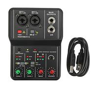 2 Canales Mezclador de Audio, Mezcladora de Audio de Tarjeta USB, Consola de Mezcla de Sonido Compacta para Grabación de Música, Karaoke de Inicio, Karaoke de Internet