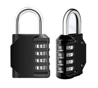 2 Candado Taquilla, 4 dígitos candado numerico, Material de aleación de zinc, adecuado para taquillas, escuelas, gimnasios, etc (80×43×21mm) （Negro）