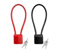 2 Candados de Arco Largos con Llave, Cerraduras Antirrobo para Bicicletas y Armarios, Candados de Cable de Alambre Deformables Ajustables (Negro, Rojo)