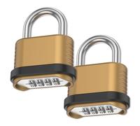 2 candados de combinación de 4 dígitos - Candado de combinación de aleación de zinc resistente a la intemperie, seguro para exteriores, para puerta, valla, garaje, caja de herramientas, no necesita