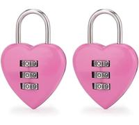 2 candados de combinación en forma de corazón rosa para niñas y mujeres, mini cerradura de código reajustable de 3 dígitos para la escuela, cerraduras de combinación
