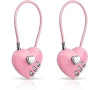 2 candados de combinación rosa, candado en forma de corazón de 3 dígitos para casillero de gimnasio escolar, para cerraduras de equipaje de cable aprobadas por la TSA, cerradura deportiva, equipaje