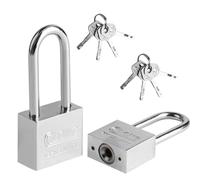 2 Candados de Grillete Largo Con Llaves para Cobertizo, Gimnasio, Taquilla, Valla, Garaje, Jardín, Puerta, Maleta - Al Aire Libre [2 Unidades]