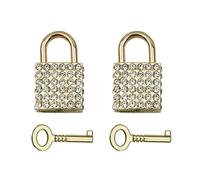 2 candados decorativos cuadrados, de aleación de zinc, con llaves para diario, joyero (dorado)