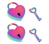 2 candados en forma de corazón, pequeños candados de metal en forma de corazón, mini candados con llave, candado colorido para collar, caja de joyería, caja de almacenamiento, libro diario, cerradura