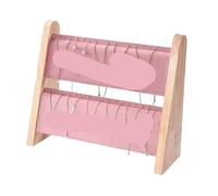 2 capas de madera forma pendiente exhibición joyería collar colgante organizador soporte estante escaparate bandeja Para Joyas(Pink)
