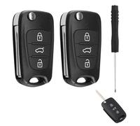 2 Carcasas de Llaves de Coche de 3 Botones Compatibles con Hyundai i10, i20, i30, ix20, ix35, Elantra, Veloster y Kia Ceed, Soul, Sportage, Venga, Carcasa de Llave Hyundai Destornillador