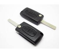 2 carcasas para llave con mando a distancia, carcasa de repuesto de 3 botones, compatible con Citroen C2 C3 C4 C5 Peugeot 107 207 307 407 308 409 407 607 FIAT Scudo Ulysse reparación hoja (Sí, soporte