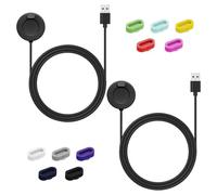 2 Cargador Compatible con Garmin Fenix 7/7S/7X/6/6S/6X Pro/5/5S/5X/Vivoactive 6/3/4/4S/Forerunner 45/55/245/745/945/Venu 2/2 Plus/2S/Sq/Instinct, Base de Carga Magnética con Cable de Datos USB A Negro