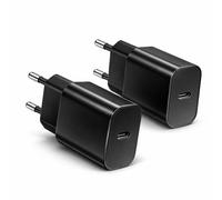2 cargadores USB-C, 15 W, PD 3.0, carga rápida, compatible con iPhone 16/15/14/13/12, Samsung Galaxy S24/S23/S22/S21, Xiaomi, Huawei, Pixel, Oppo, OnePlus, Realme, iPad, Tablet UE enchufe, negro